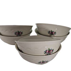 Pfaltzgraff Red Ribbon Soup Salad Cereal Bowls 6" set/6 holiday Christmas dish